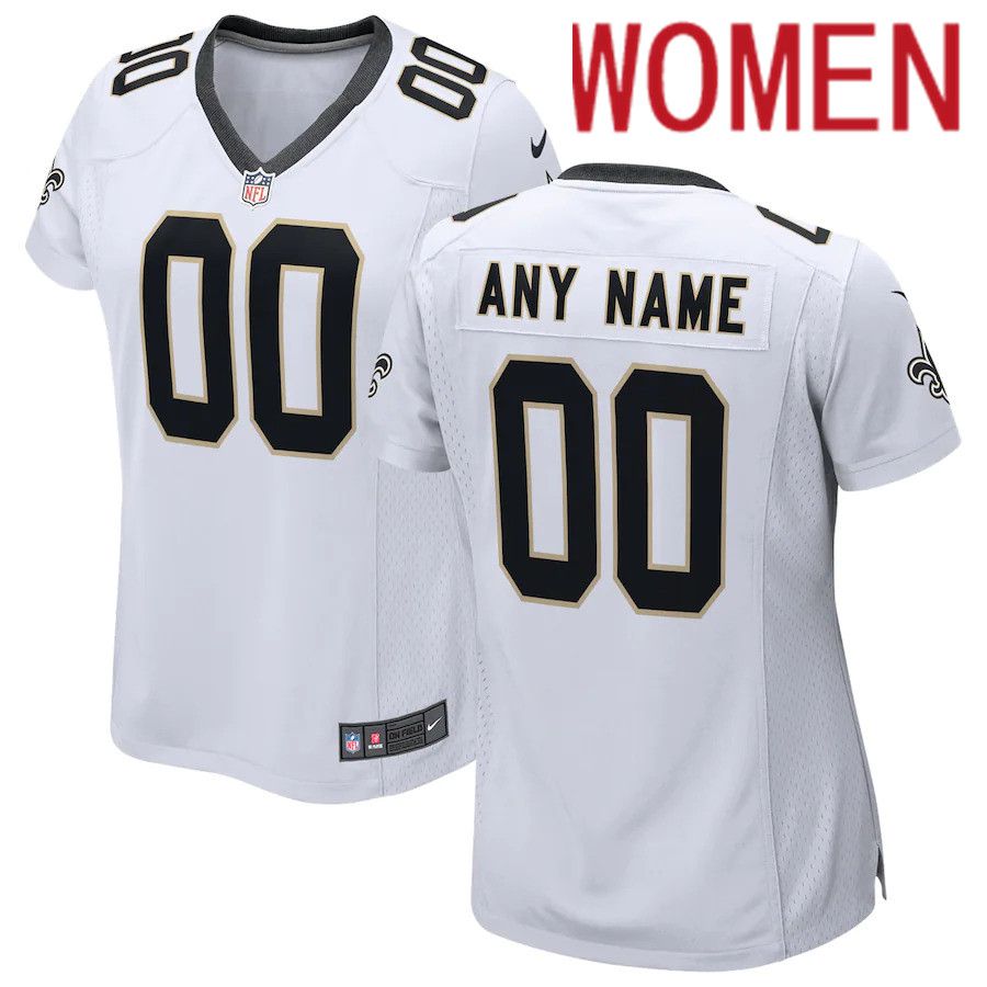 Women New Orleans Saints Nike White Custom Game NFL Jersey->customized nfl jersey->Custom Jersey